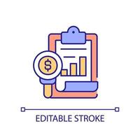 Financial statement RGB color icon. Balance sheet. Bank receipt. Management accounting. Company performance. Isolated vector illustration. Simple filled line drawing. Editable stroke.