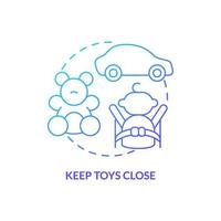 Keep toys close blue gradient concept icon. Happy child. Trip with toddlers recommendation abstract idea thin line illustration. Isolated outline drawing. vector