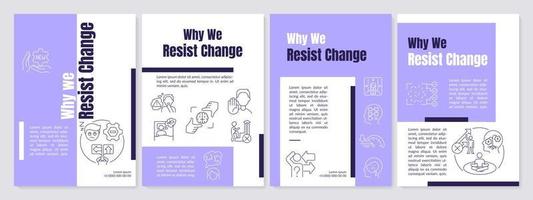 Change resisting reasons purple brochure template. Nonconformism. Leaflet design with linear icons. Editable 4 vector layouts for presentation, annual reports.