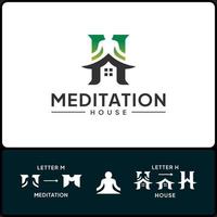 vector del logotipo de la casa de meditación. logotipo de la letra h y la letra m