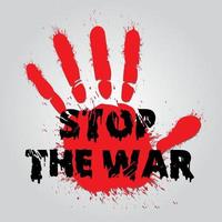 Stop the war background with palm hand and abstract grunge texture. vector