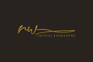 Initial RW Letter Signature Logo Template elegant design logo. Hand drawn Calligraphy lettering Vector illustration.