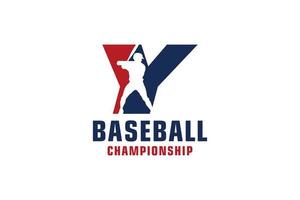 letra y con diseño de logotipo de béisbol. elementos de plantilla de diseño vectorial para equipo deportivo o identidad corporativa. vector
