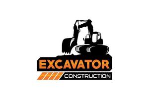 Excavator logo template vector. Heavy equipment logo vector for construction company. Creative excavator illustration for logo template.