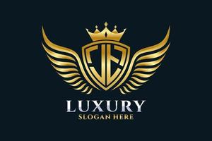 Luxury royal wing Letter JT crest Gold color Logo vector, Victory logo, crest logo, wing logo, vector logo template.