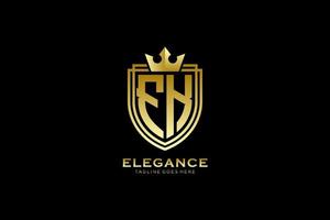 initial FK elegant luxury monogram logo or badge template with scrolls and royal crown - perfect for luxurious branding projects vector