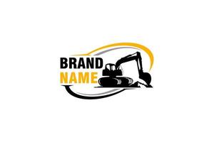 Excavator logo template vector. Heavy equipment logo vector for construction company. Creative excavator illustration for logo template.