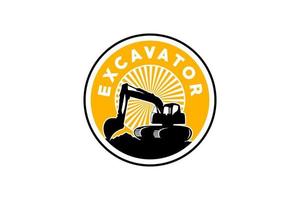 Excavator logo template vector. Heavy equipment logo vector for construction company. Creative excavator illustration for logo template.