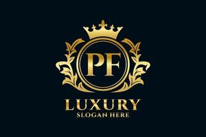 Initial PF Letter Royal Luxury Logo template in vector art for luxurious branding projects and other vector illustration.