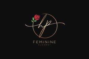 initial HP Feminine logo beauty monogram and elegant logo design, handwriting logo of initial signature, wedding, fashion, floral and botanical with creative template. vector