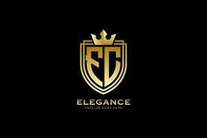 initial FC elegant luxury monogram logo or badge template with scrolls and royal crown - perfect for luxurious branding projects vector