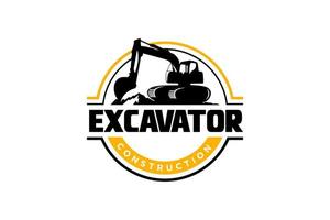 Excavator logo template vector. Heavy equipment logo vector for construction company. Creative excavator illustration for logo template.