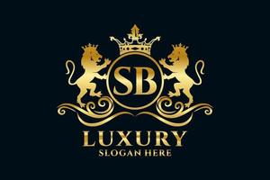Initial SB Letter Lion Royal Luxury Logo template in vector art for luxurious branding projects and other vector illustration.