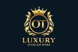 Initial OT Letter Royal Luxury Logo template in vector art for luxurious branding projects and other vector illustration.