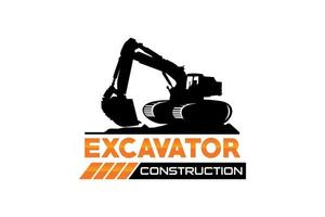 vector de plantilla de logotipo de excavadora. vector de logotipo de equipo pesado para empresa de construcción. ilustración creativa de excavadora para plantilla de logotipo.