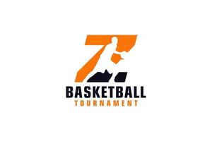 Letter Z with Basketball Logo Design. Vector Design Template Elements for Sport Team or Corporate Identity.