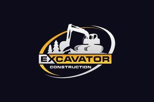 Excavator logo template vector. Heavy equipment logo vector for construction company. Creative excavator illustration for logo template.