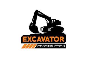 Excavator logo template vector. Heavy equipment logo vector for construction company. Creative excavator illustration for logo template.