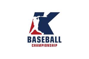 letra k con diseño de logotipo de béisbol. elementos de plantilla de diseño vectorial para equipo deportivo o identidad corporativa. vector