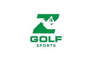 logotipo de icono de letra alfabética z para plantilla de vector de diseño de logotipo de golf, etiqueta vectorial de golf, logotipo de campeonato de golf, ilustración, icono creativo, concepto de diseño