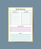 Daily Routine planner template. Clear and simple printable to do list. Business organizer page. Paper sheet. Realistic vector illustration.