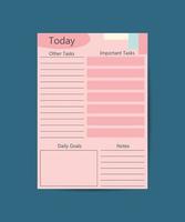 planificador diario y lista de tareas pendientes con ilustraciones. plantillas para agenda, horario, planificador, lista de verificación, cuaderno, etc. vector