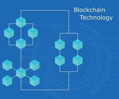 fondo de tecnología blockchain de cubo de tecnología geométrica digital conectado con líneas vector