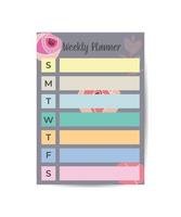 Weekly planner template. To do list for weekdays on different color design template vector