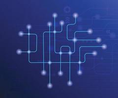 blue background Technology of circuit network connecting dots and lines. vector