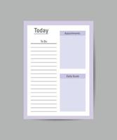 Daily planner on a white background. Templates for agendas, planners, checklists, and more. Vector illustration