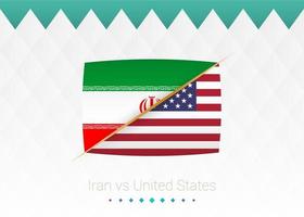 National football team Iran vs United States. Soccer 2022 match versus icon. vector