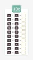 10x multiplication for practice, multiplication table without answers. vector