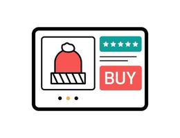 Christmas online shopping. purchasing Christmas gifts online using a tablet vector illustration