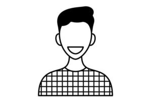 hombre avatar icono de línea aislada sobre un fondo blanco. icono de imagen de perfil. avatar de un joven sonriente. ilustración vectorial personaje masculino de moda. vector