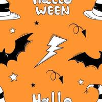 halloween background with pumpkin and bats vector