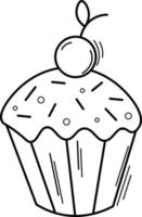 black and white cupcake illustration vector