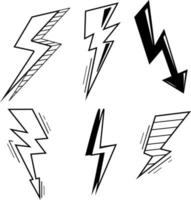 black and white lightning set vector