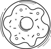 black and white donut illustration vector