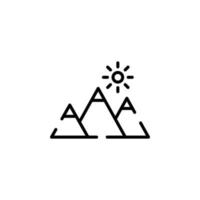 Mountain, Hill, Mount, Peak Dotted Line Icon Vector Illustration Logo Template. Suitable For Many Purposes.