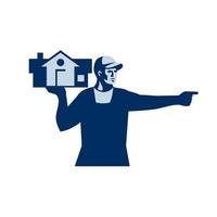 House Remover Carrying House Retro vector