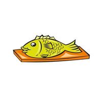 Fish On Chopping Board Cartoon vector