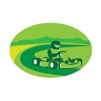 go kart racing oval retro vector