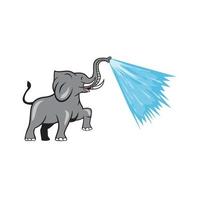 Elephant Marching Spraying Water Cartoon vector