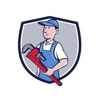 Handyman Pipe Wrench Crest Cartoon vector