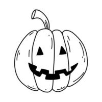 Hand drawn doodle Halloween pumpkin. Vector sketch illustration, line art for web design, icon, print, coloring page