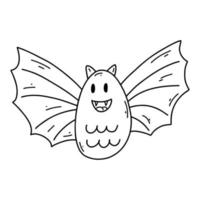 Bat silhouette, Halloween doodle element. Vector sketch illustration, line art for web design, icon, print, coloring page