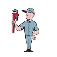 Handyman Monkey Wrench Standing Cartoon vector