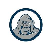 Angry Gorilla Head Circle Cartoon vector