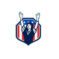 escudo de aficionado al fútbol americano femenino retro vector