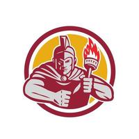 Greek Warrior Torch Circle Retro vector